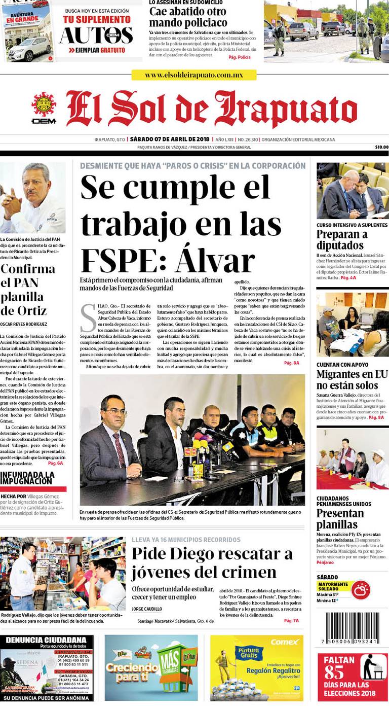 Portada El Sol de Irapuato 07 de Abril - El Sol de Irapuato | Noticias  Locales, Policiacas, de México, Guanajuato y el Mundo