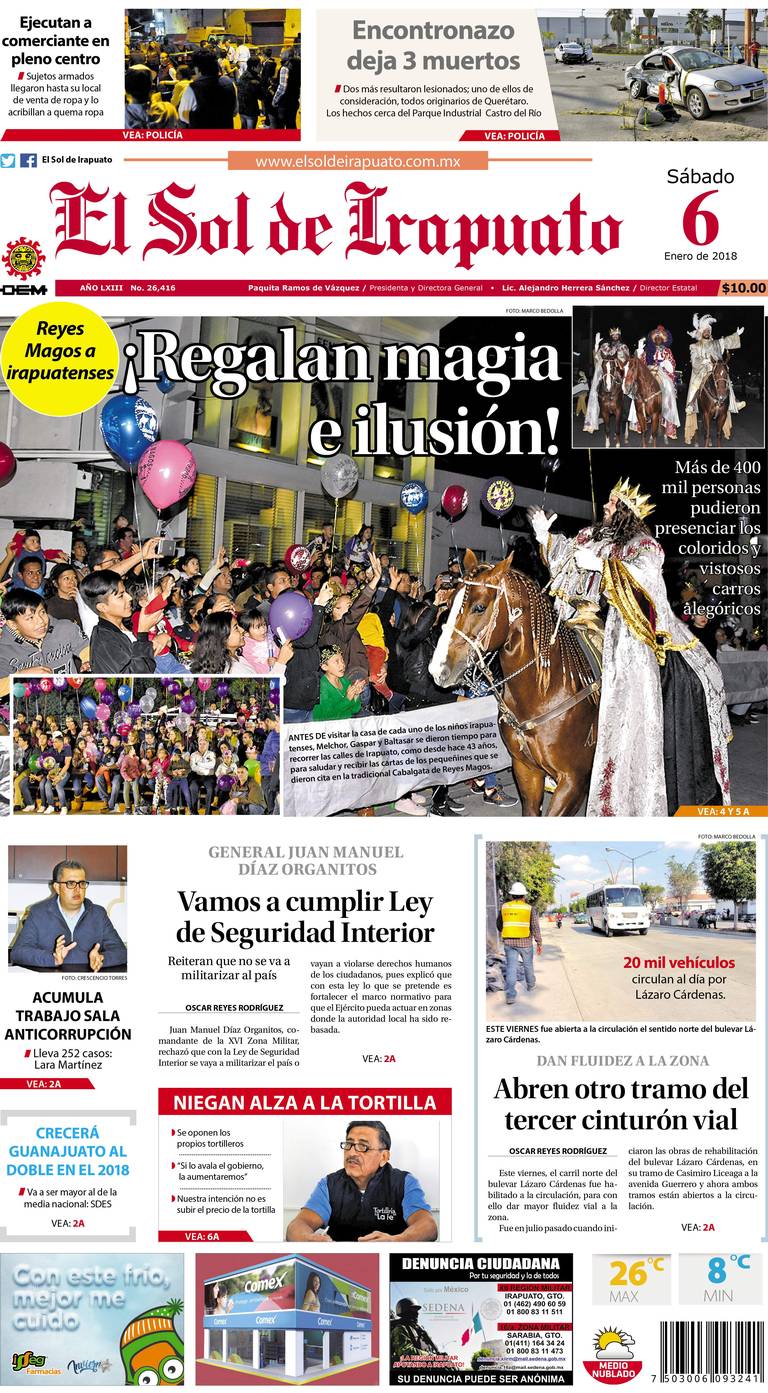 Portada El Sol de Irapuato 06 de Enero - El Sol de Irapuato | Noticias  Locales, Policiacas, de México, Guanajuato y el Mundo