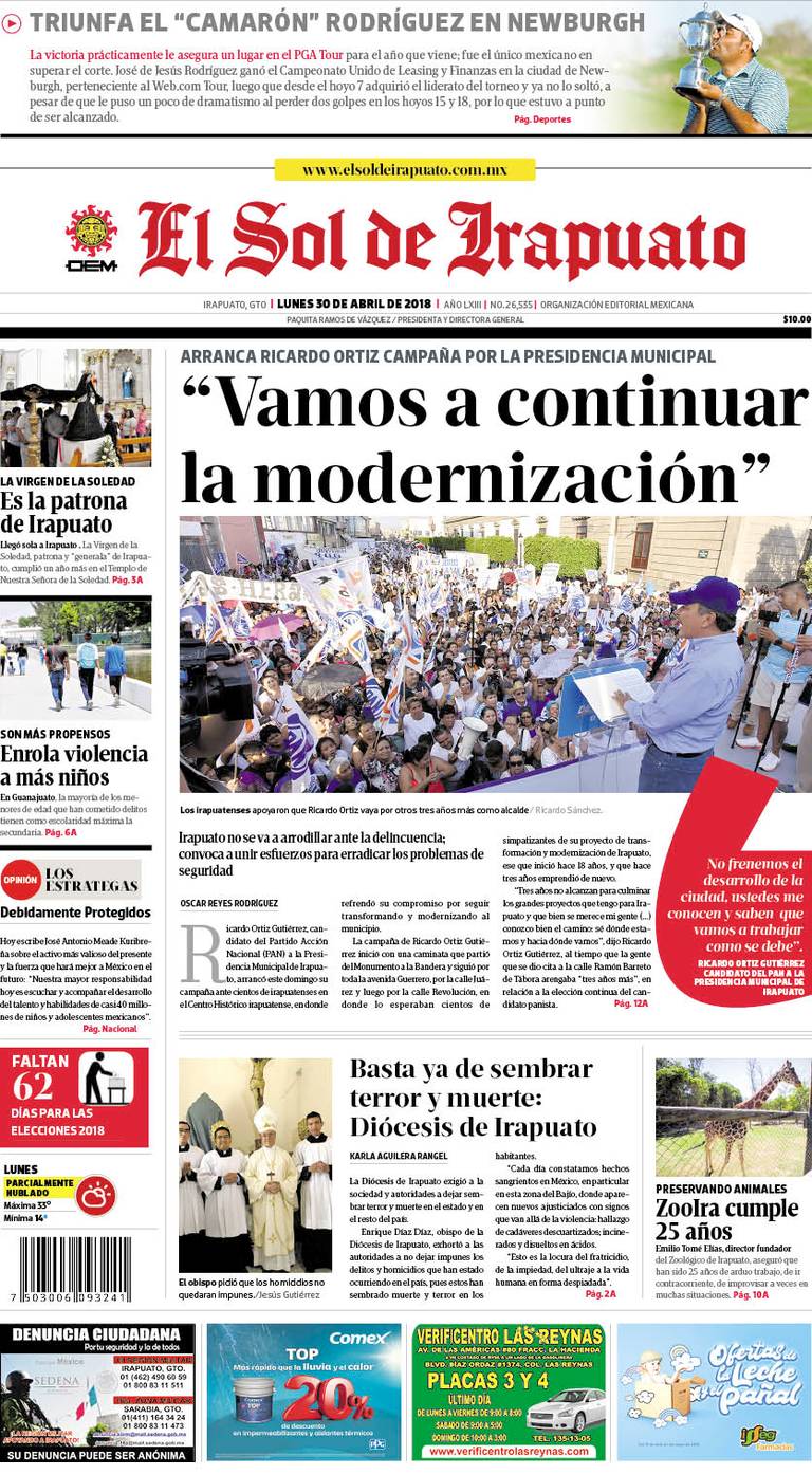 Portada El Sol de Irapuato 30 de Abril - El Sol de Irapuato | Noticias  Locales, Policiacas, de México, Guanajuato y el Mundo